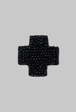 Plus Shape Beaded Accessory Patch in Black