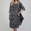 Pocket Dress in White with Black Pois