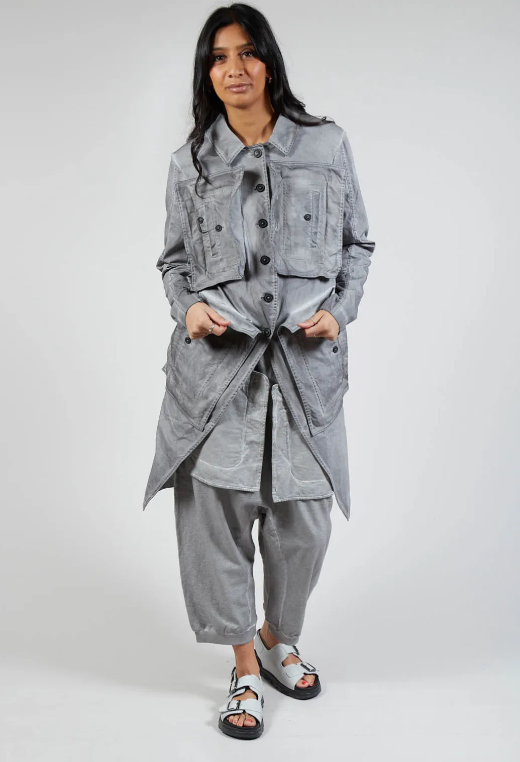 Pocket Utility Jacket in C.Coal 70% Cloud