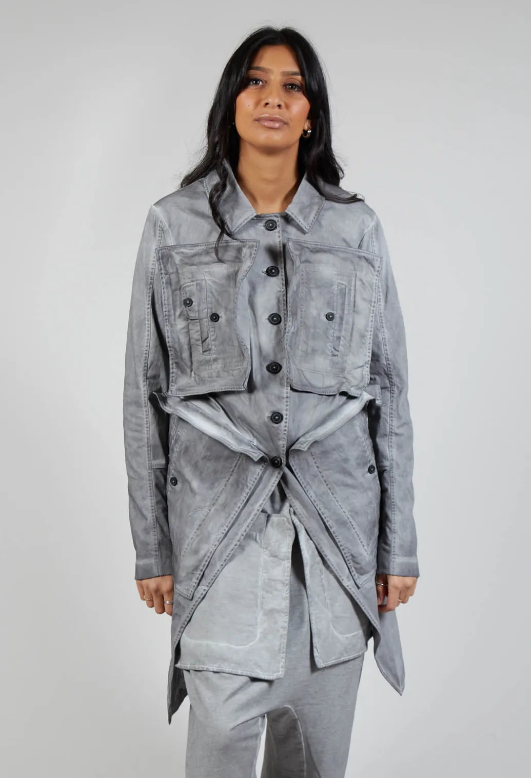 Pocket Utility Jacket in C.Coal 70% Cloud