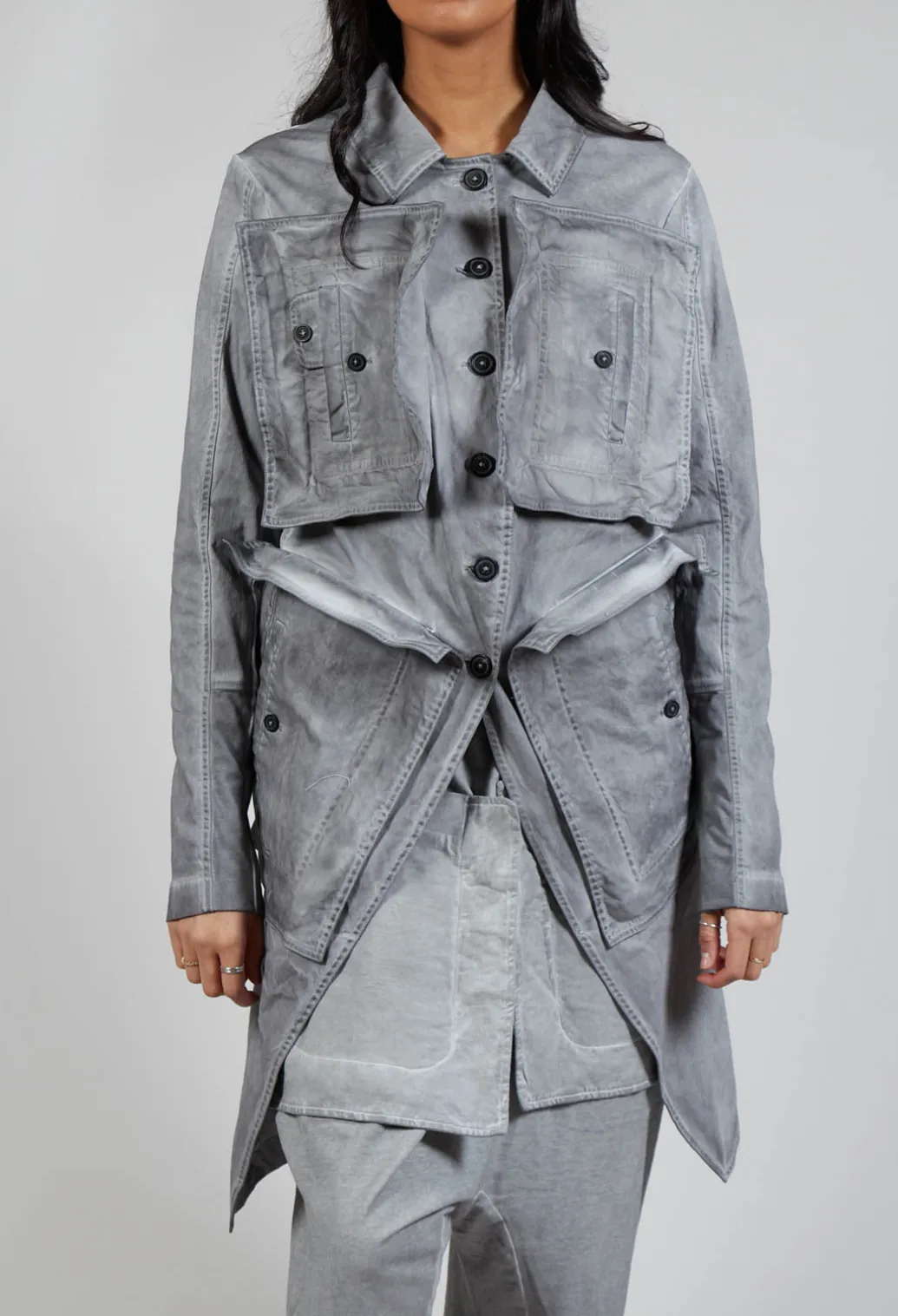 Pocket Utility Jacket in C.Coal 70% Cloud
