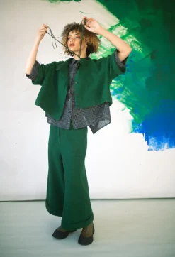 Pocket Wool Trousers in Forest