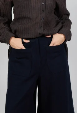Pocket Wool Trousers in Navy