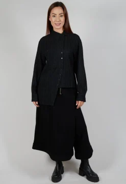 Point Collar Shirt in Black Stripe