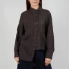 Point Collar Shirt in Brown Stripe