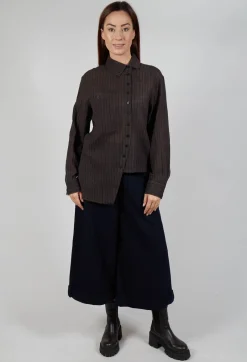 Point Collar Shirt in Brown Stripe