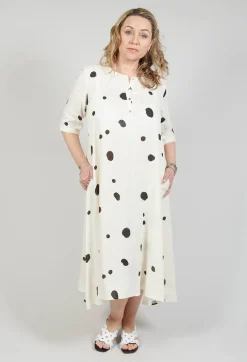 Polka Dot Smock Dress in Pois Nero