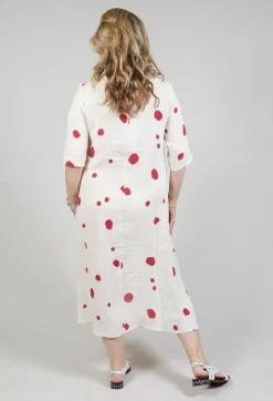 Polka Dot Smock Dress in Pois Rosso