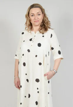 Polka Dot Smock Dress in Pois Nero
