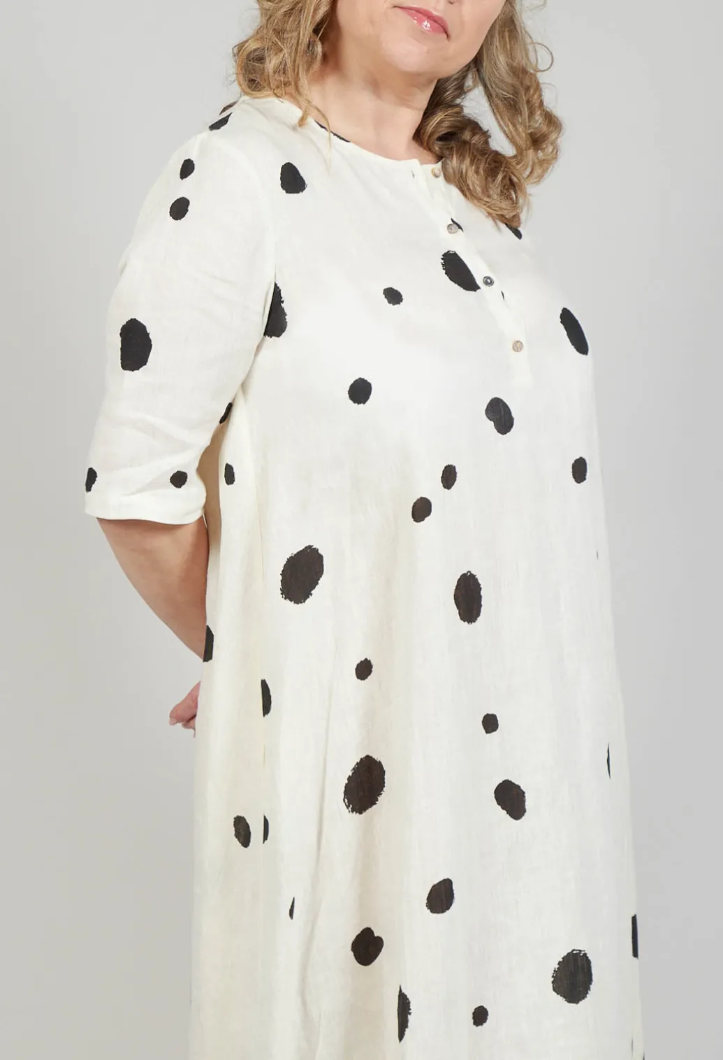 Polka Dot Smock Dress in Pois Nero