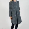 Polkadot Needlecord Cowl Neck Dress in Anthracite