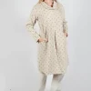 Polkadot Needlecord Cowl Neck Dress in Sahara