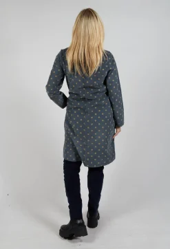 Polkadot Needlecord Cowl Neck Dress in Anthracite