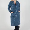 Polkadot Needlecord Open Collar Shirt Dress in Navy