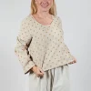 Polkadot Needlecord Puffed Sleeve Top in Sahara