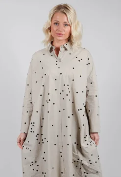 Polkadot Shirt Dress in Sand