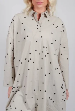 Polkadot Shirt Dress in Sand