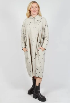 Polkadot Shirt Dress in Sand