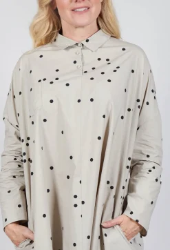 Polkadot Shirt Dress in Sand
