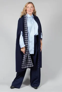 Poncho Coat in Blu Profondo