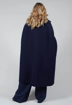 Poncho Coat in Blu Profondo