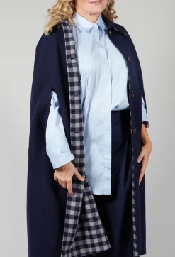 Poncho Coat in Blu Profondo