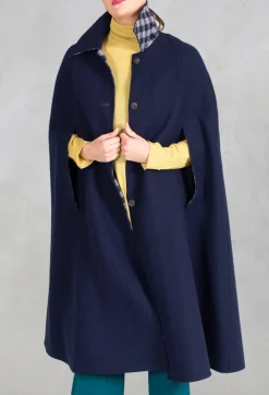 Poncho Coat in Blu Profondo