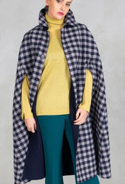 Poncho Coat in Blu Profondo