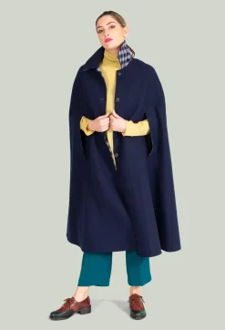 Poncho Coat in Blu Profondo