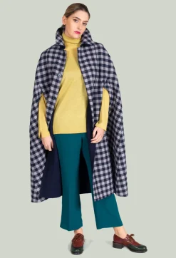 Poncho Coat in Blu Profondo