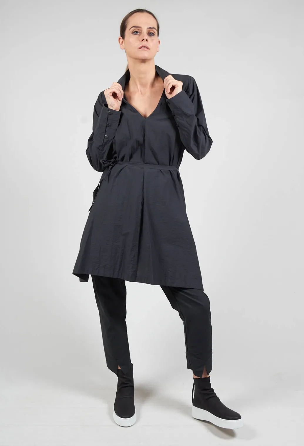 Poplin Len Shirt in Ardoise