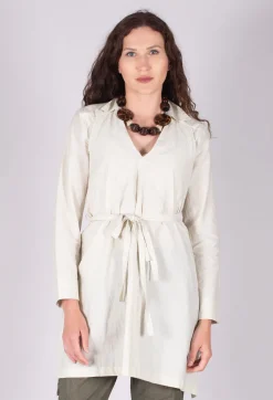 Poplin Len Shirt in White Clay