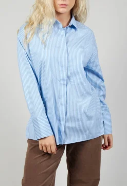 Poplin Shirt in Azzurro / Bianco