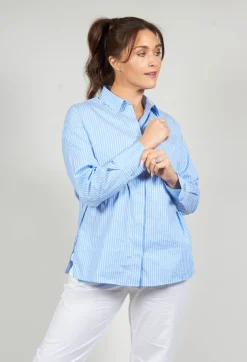 Poplin Shirt in Azzurro / Bianco