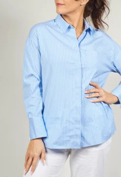 Poplin Shirt in Azzurro / Bianco