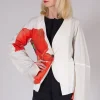 Poppy Print Jacket in White and Red