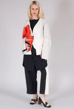 Poppy Print Jacket in White and Red