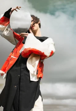 Poppy Print Jacket in White and Red