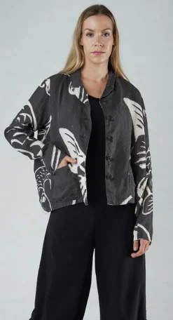 PRE-ORDER - Boxy Linen Jacket in Malibu Print (Pictured in Black Print)
