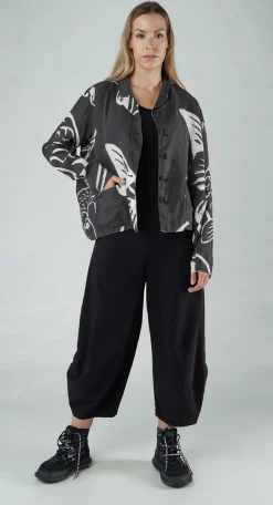 PRE-ORDER - Boxy Linen Jacket in Navy Print (Pictured in Black Print)