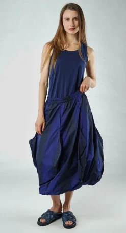 PRE-ORDER - Bubble Skirt with Feature Pleats in Black Navy