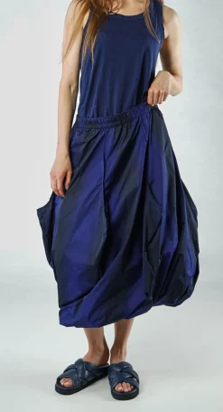 PRE-ORDER - Bubble Skirt with Feature Pleats in Black Navy