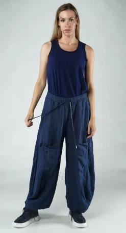 PRE-ORDER - Cargo Linen Trousers in Navy