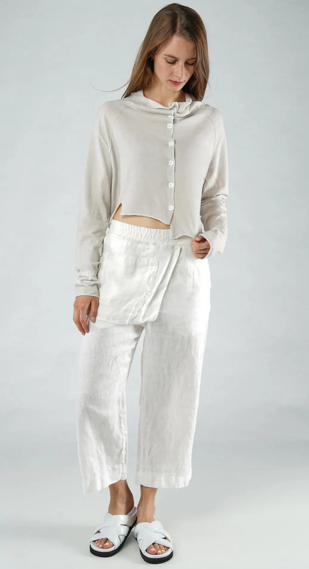 PRE-ORDER - Cropped Cardigan in Black Print (Pictured in Light Grey Print)