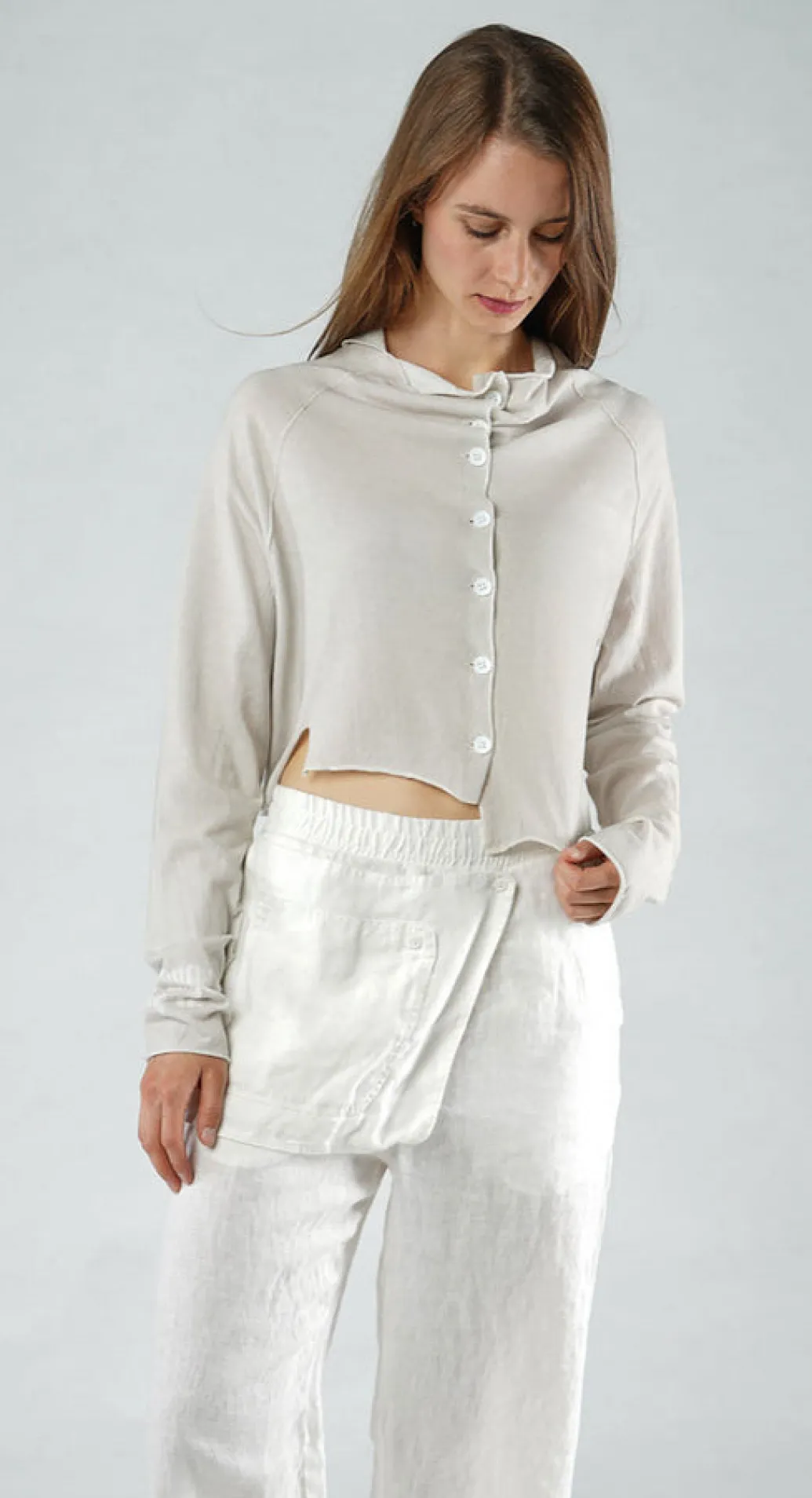 PRE-ORDER - Cropped Cardigan in Black Print (Pictured in Light Grey Print)