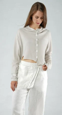 PRE-ORDER - Cropped Cardigan in Navy Print (Pictured in Light Grey Print)