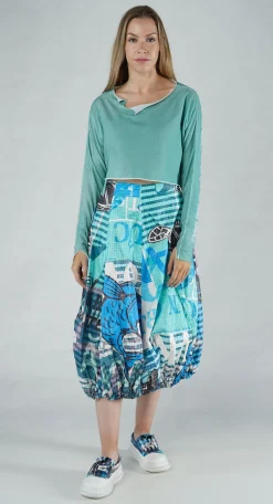 PRE-ORDER - Cropped Pullover in Black Print (Pictured in Aqua Print)