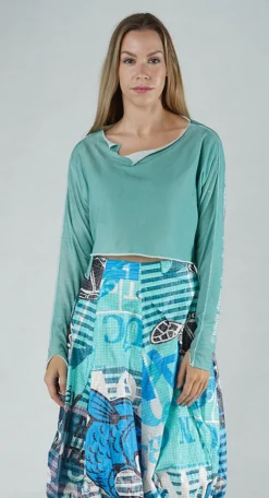 PRE-ORDER - Cropped Pullover in Light Grey Print (Pictured in Aqua Print)