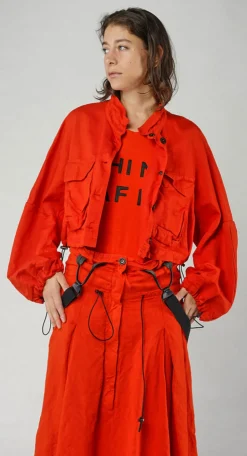 PRE-ORDER - Cropped Utility Jacket in Greige (Pictured in Mandarine)