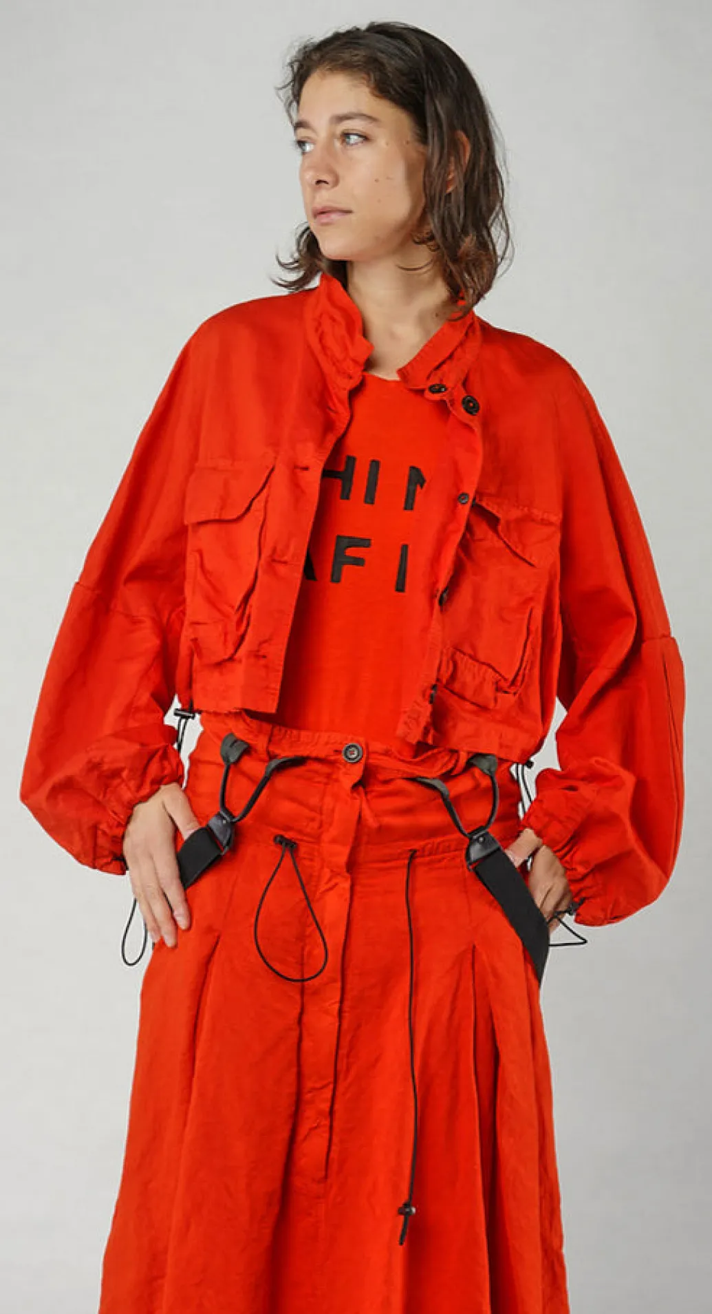 PRE-ORDER - Cropped Utility Jacket in Semi Bleach (Pictured in Mandarine)